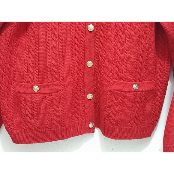 Vtg Talbots Cable Knit Merino Wool Holiday Outdoor Warm Sz Large Winter Cardigan - Picture 3 of 8